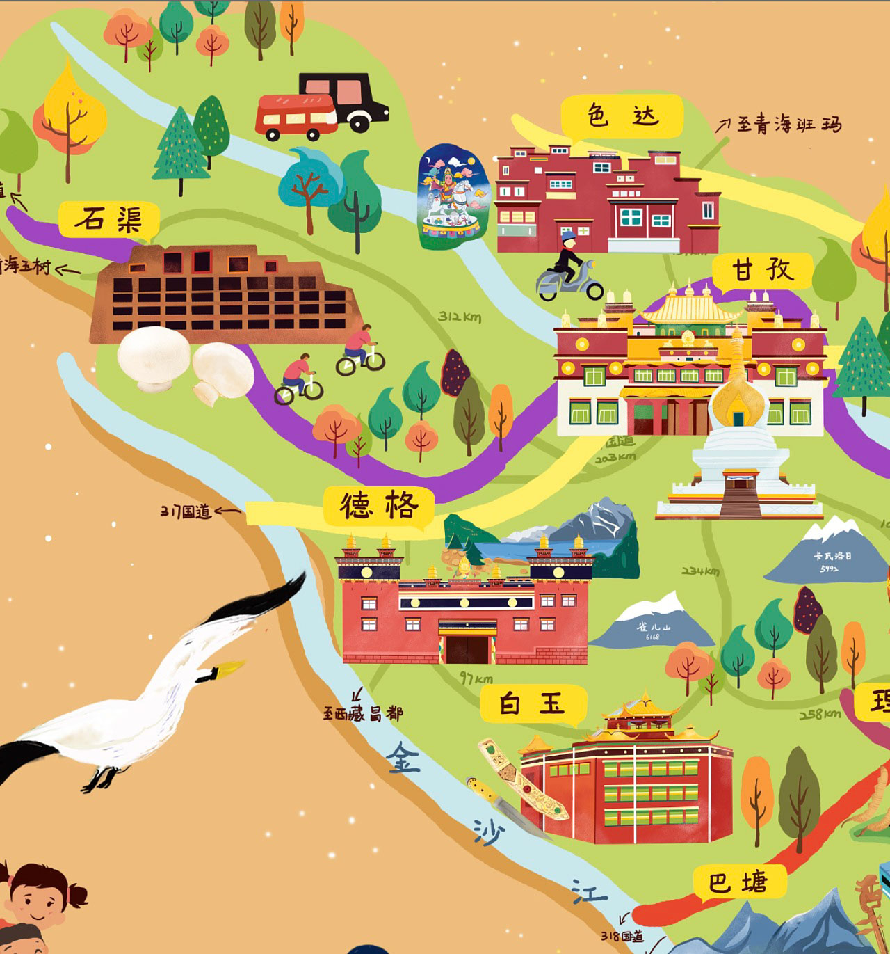 兴宾手绘地图景区的文化宝库
